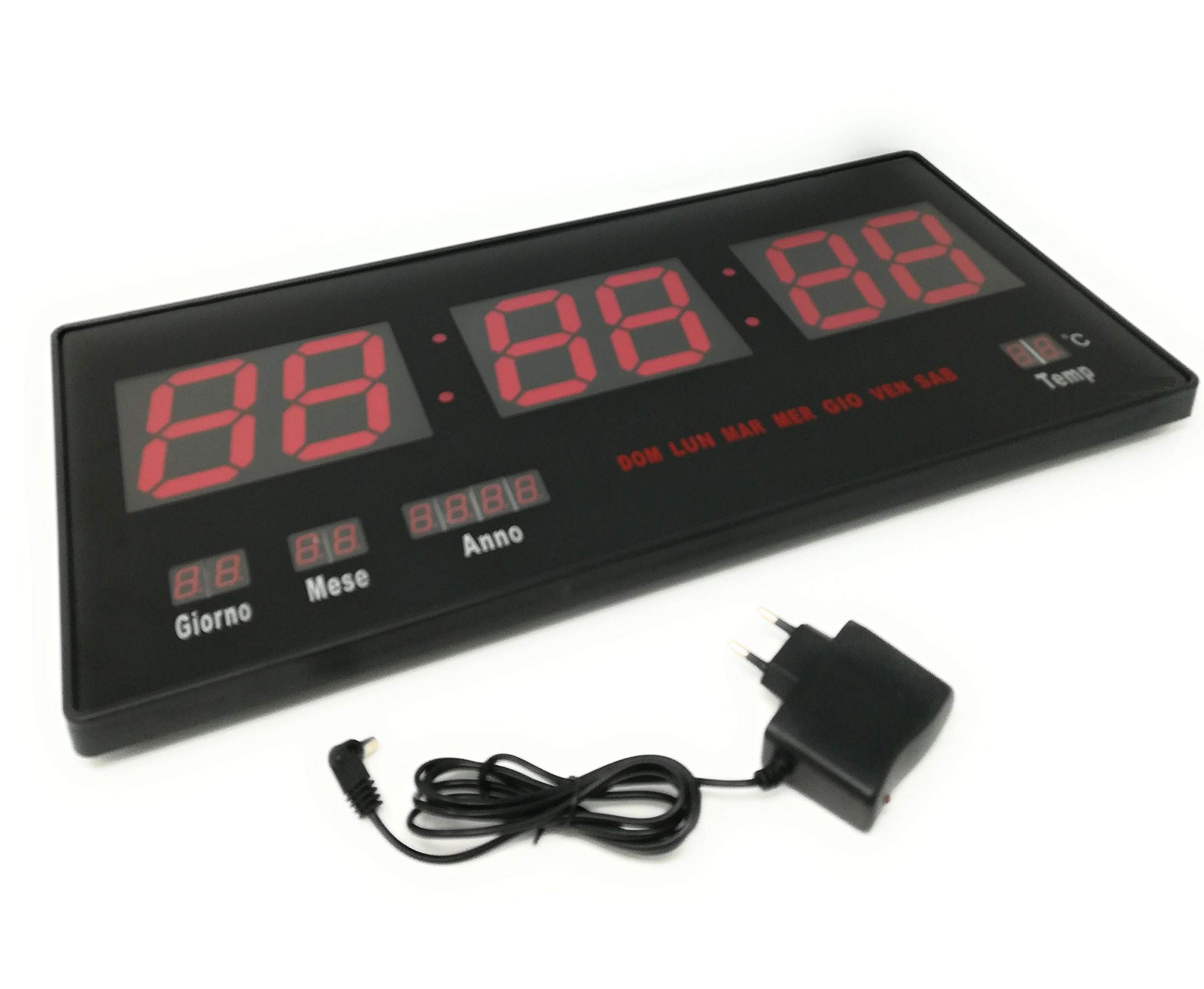 TEMPO DI SALDI Orologio Digitale A Led Da Parete Con Datario E Termostato Slim Data Temperatura