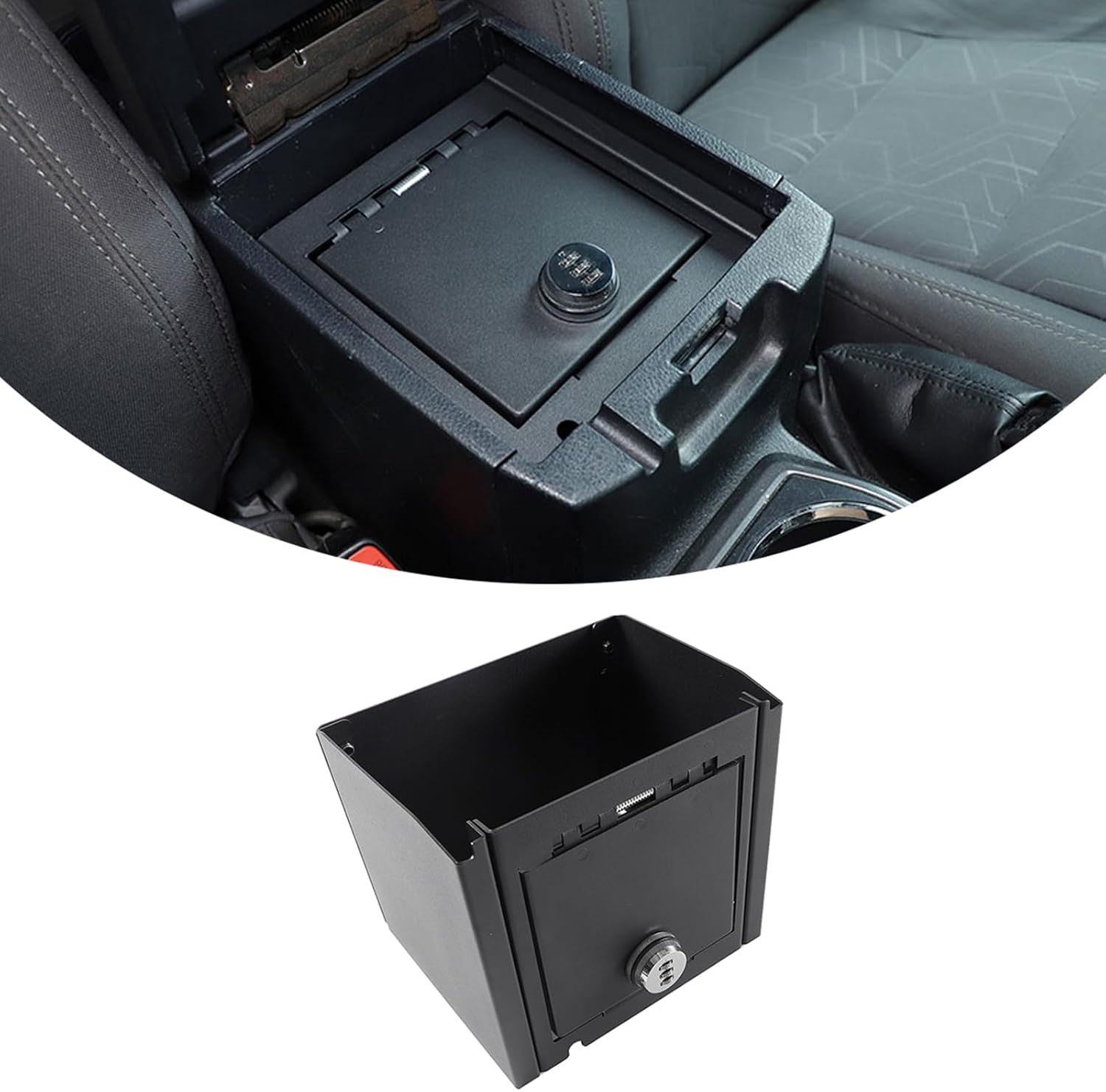 Car Center Console Safe Lockbox Insert Lock Vault Box Extra