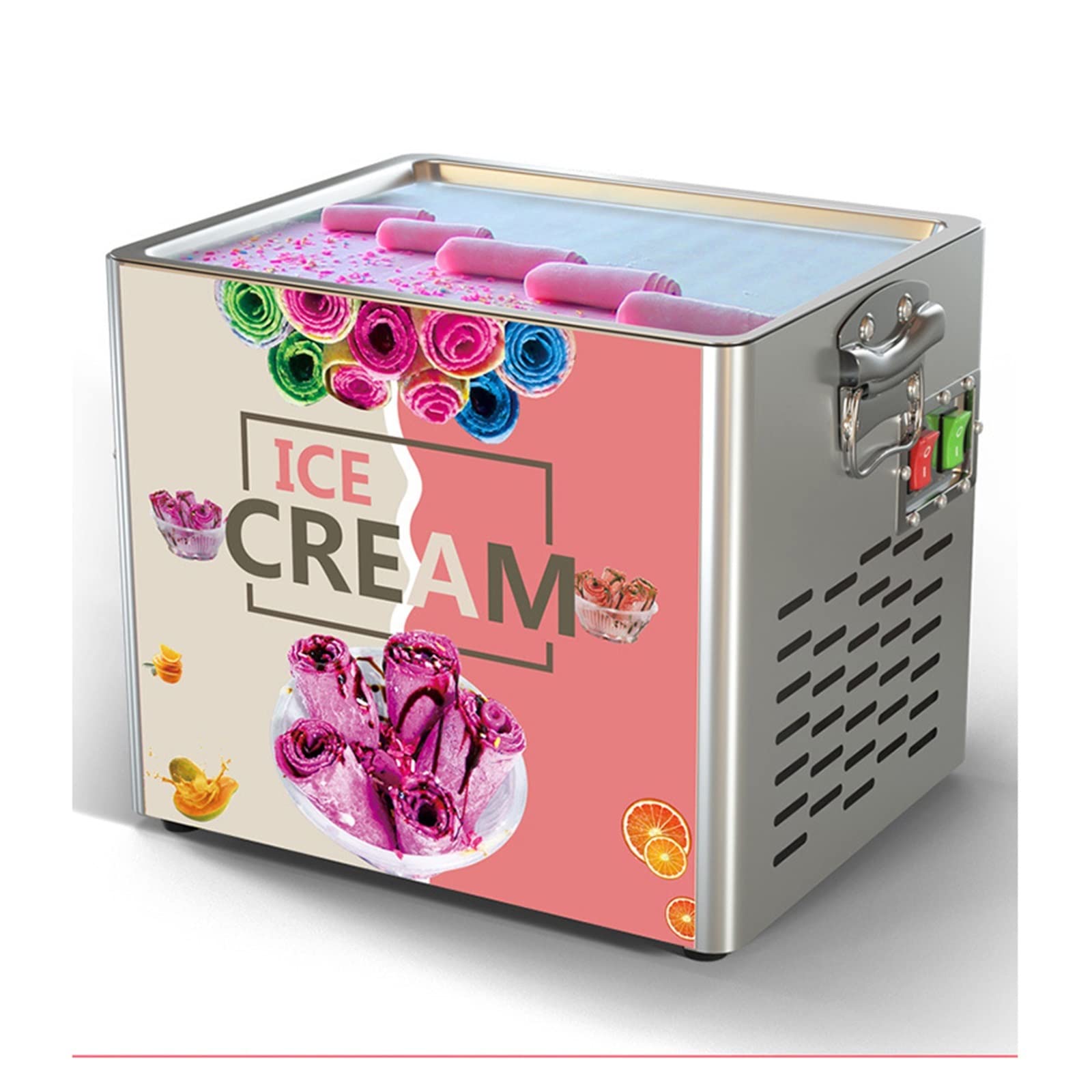 330W Electric Fried Ie Cream Roll Machine Uso comercial y uso doméstico Sartén de hielo frito de acero inoxidable