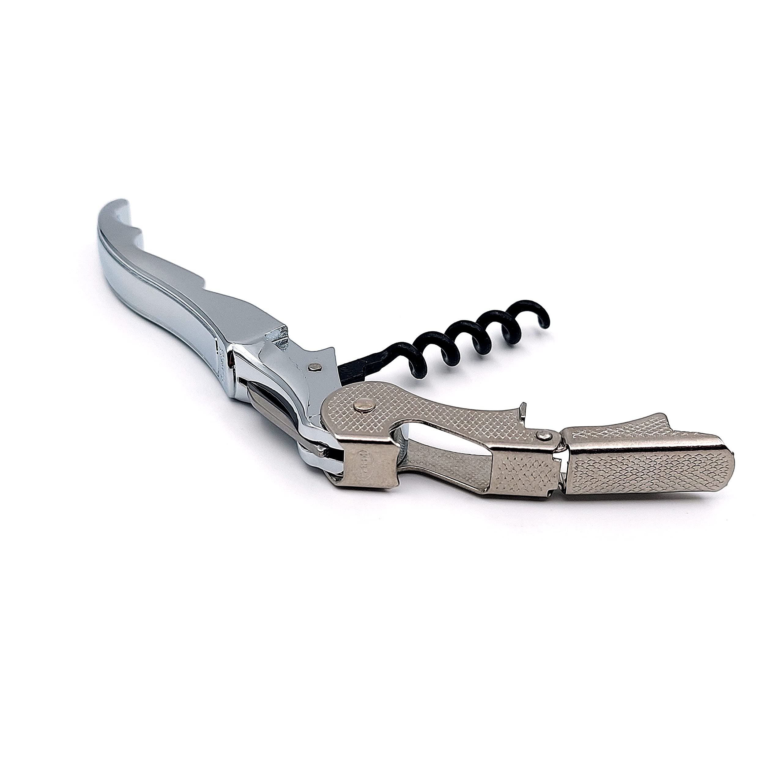 PULLTAP'S GENUINE Classic 100 Cromado - Sacacorchos de camarero premium para uso profesional - Fabricado en España - Incluye doble palanca articulada, navaja cortacápsulas y abrebotellas