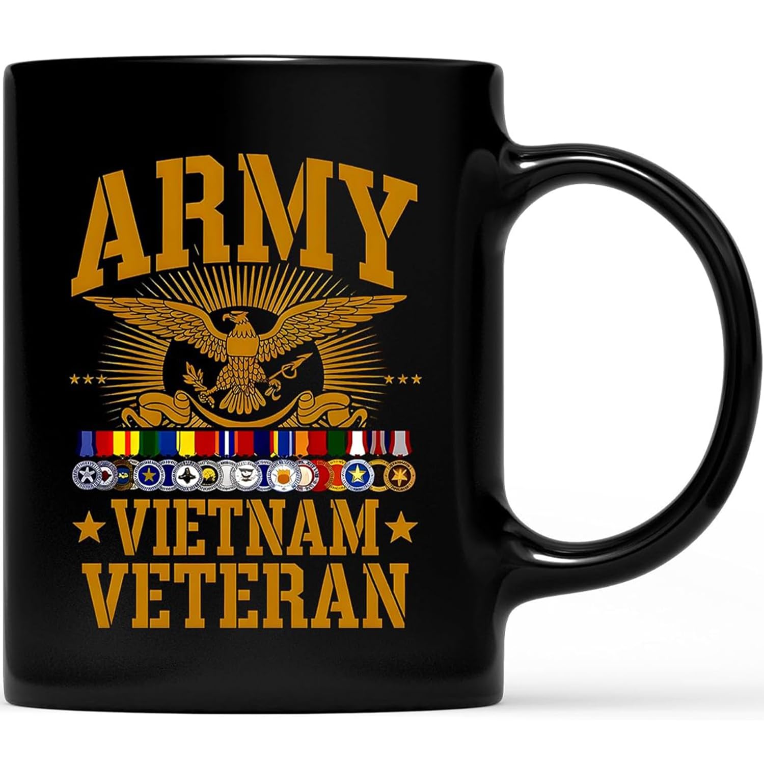 Solantrapod Personalized Vietnam Vet Cup, Custom Service Years Ribbon 50th Anniversary Souvenir, Ceramic Mug 11oz & 15oz (Design 1)