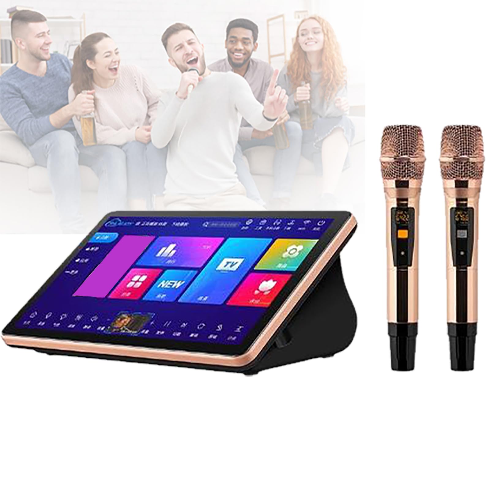 Macchina per karaoke portatile, schermo touch da 18,5 pollici, capacità di archiviazione: 2-6 TB, supporto per rete wireless WiFi e cablata. (Black 2T)