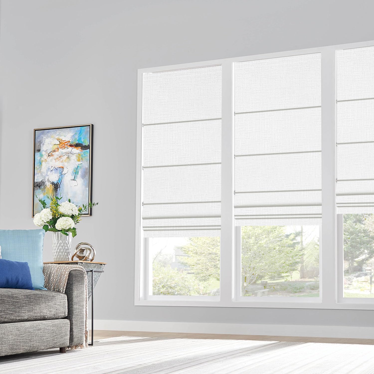 TINFONBLY Blackout Custom Roman Shades for Windows, Thermal Insulated Sunlight Blocking Window Blinds for Home Office, Privacy French Door Shade, 41 ½