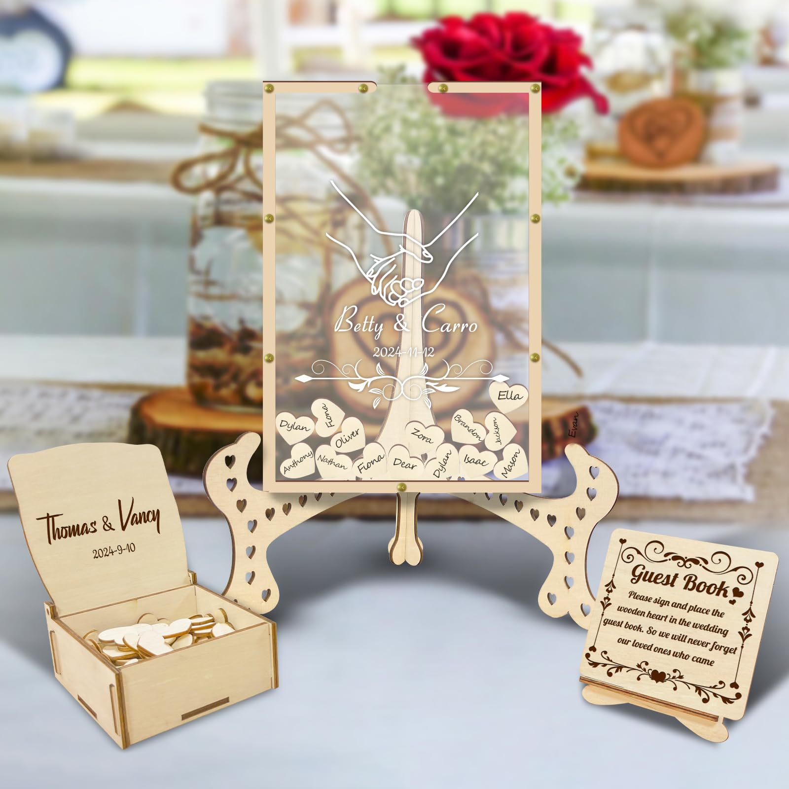 Alternative au livre d'or classique : encadrez vos souvenirs de mariage en bois unique