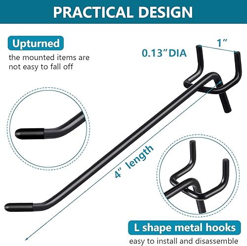Miniatura 2 de Ganchos para tablero de clavijas, paquete de 23 ganchos en forma de L con punta de plástico, para tablero de clavijas de 14 pulgadas (para tablero