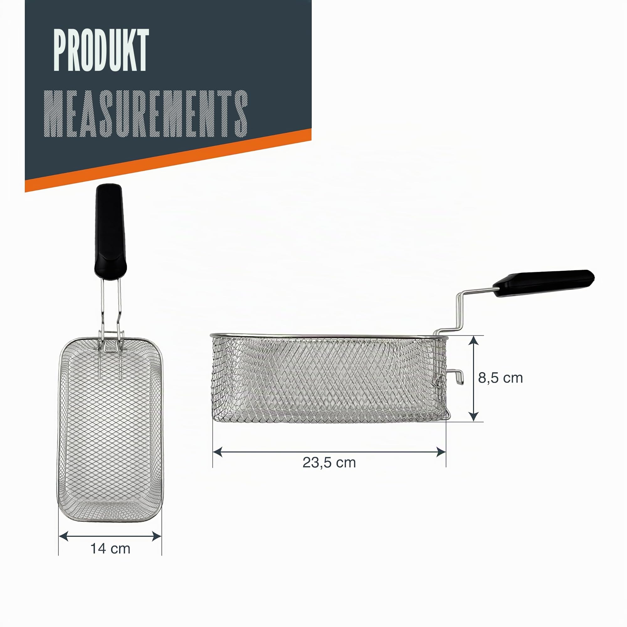 Lacor - R69135A - Ergo Frittierkorb, Edelstahl 18/10, 23,5 x 14 x 8,5 cm, Professioneller Einsatz, Haltbarkeit und Widerstandsfähigkeit
