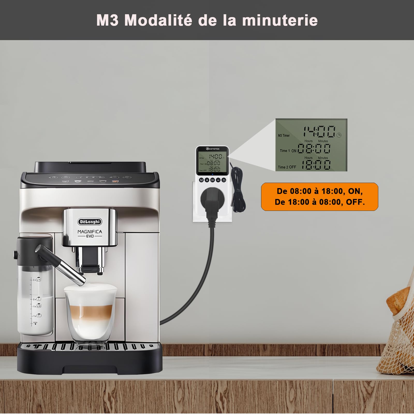 KETOTEK termostato con día/Noche Temporizador para calefacción/refrigeración, Control de Temperatura Temporizador, regulador de Temperatura Digital 220 V con sonda