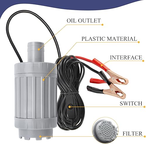 Miniatura 2 de Vevitts Bomba de cambio de aceite eléctrica de 12 V, extractor sin escobillas, bomba de transferencia de succión de barrido de agua, bomba de agua