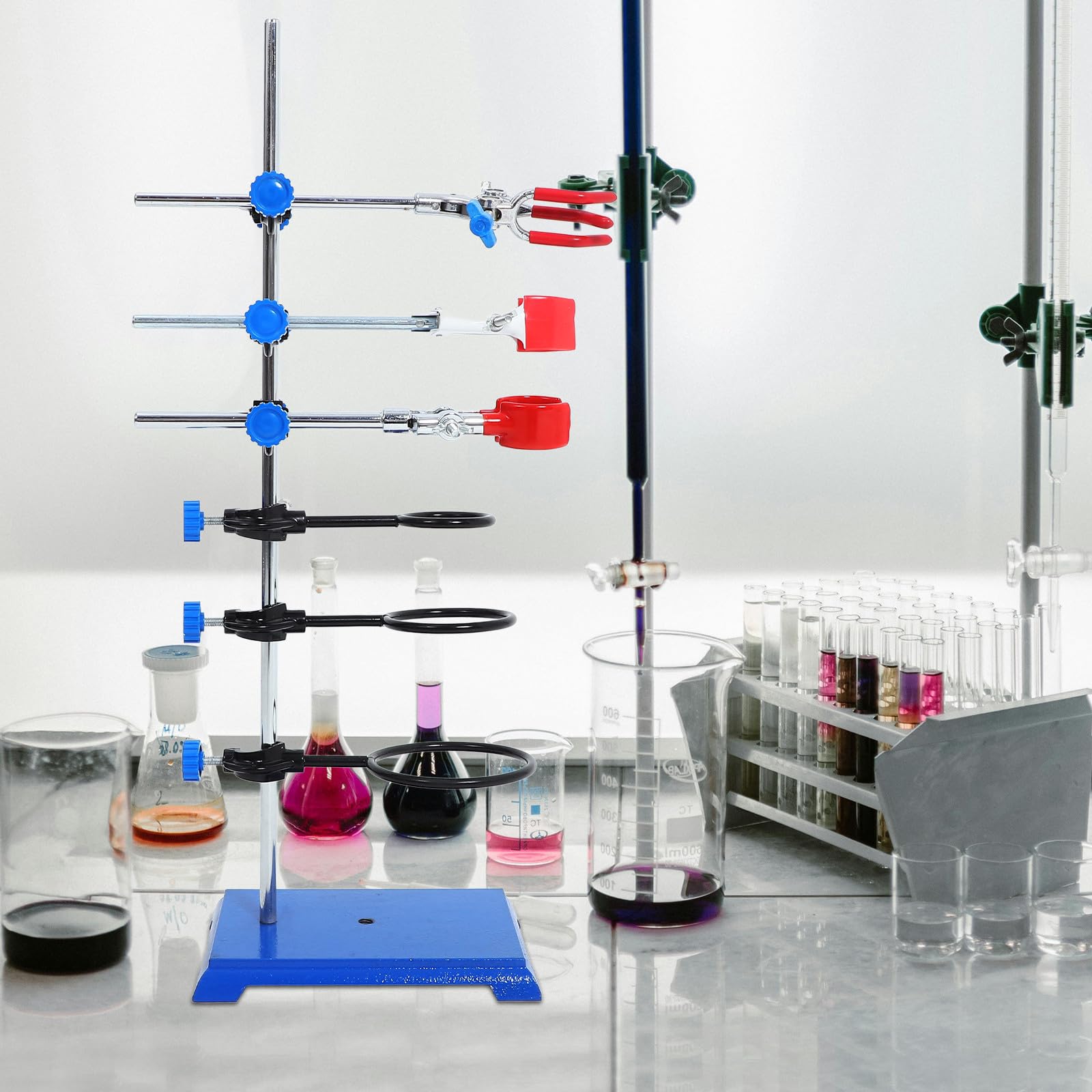 Set di Supporto da Laboratorio in Ferro, , Rack Metallico | Laboratorio e Aula, Supporto Stabile per Strumenti, Fissaggio e Sostegno degli Strumenti