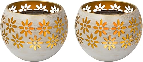 Miniatura 5 de Solar Fire Bowl Luz de llama parpadeante de decoración de paisaje de 9 pulgadas (1, broncecobre)