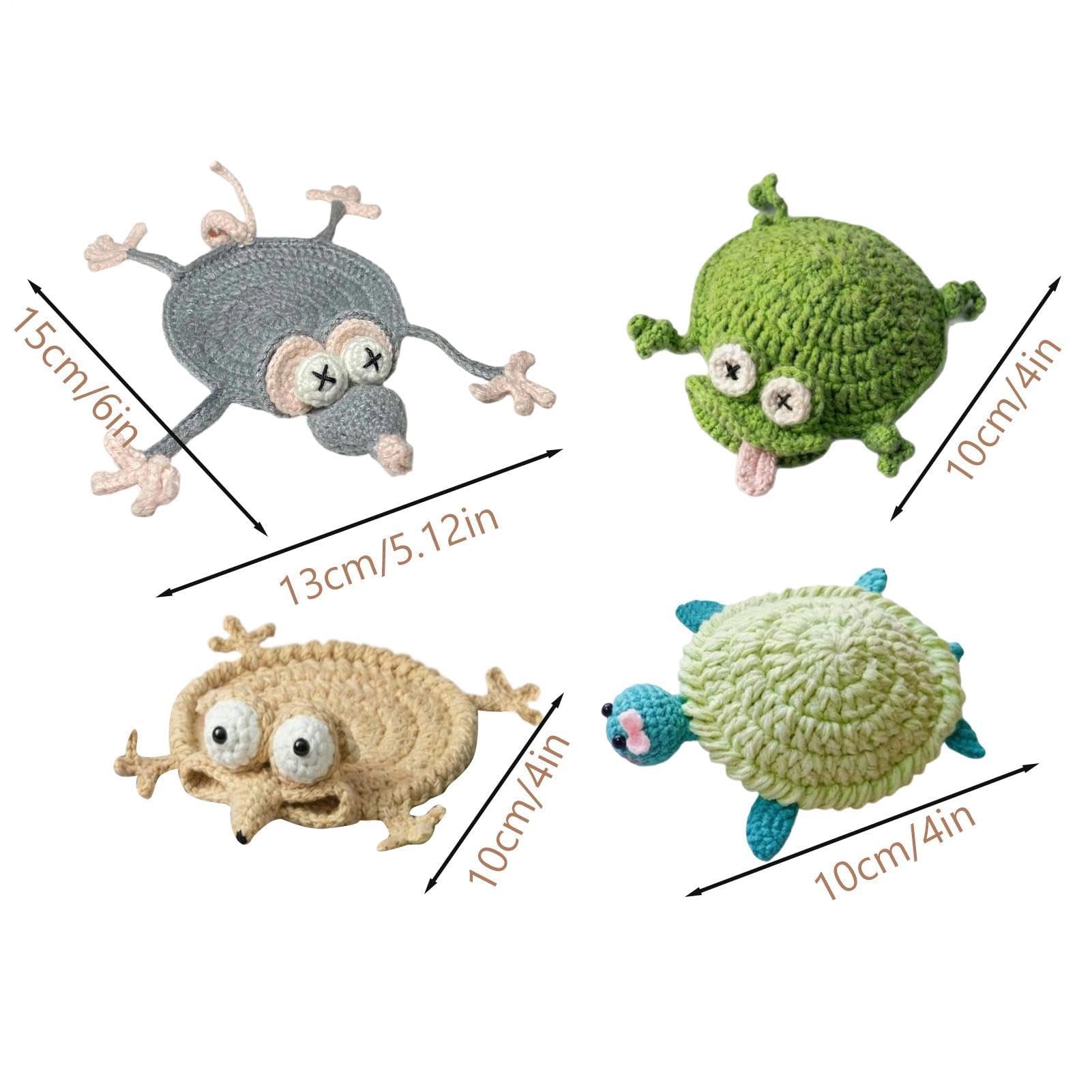 4 posavasos de fieltro con forma de animal, decoración de escritorio, 10 x 10 cm, bonitos tapetes absorbentes de estilo ganchillo, protectores de mesa para cocina, apartamento, inauguración de la casa