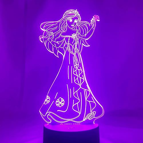 JoyLamp Lámpara Princesa  16 colores + control remoto  Decoración relajante para la habitación  Luz nocturna LED 3D