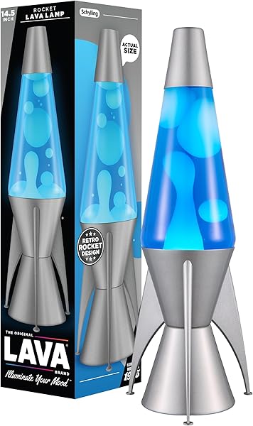Lava The Original Lamp - 14.5" Gray Stratosphere – Retro Rocket Liquid Motion Lamp - White and Blue Liquid - Item #2390 (Amazon Exclusive)