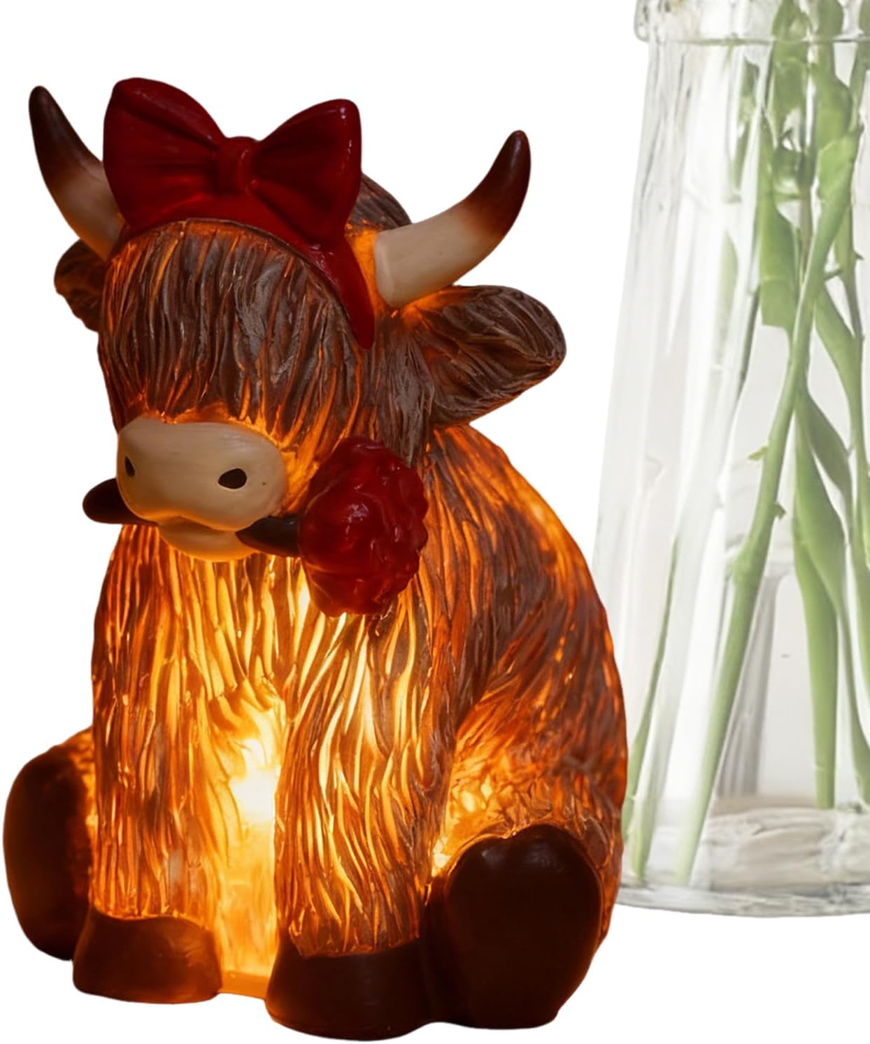 Cow Lamp,Valentine's Day Tabletop Calf Figurines | Light Up Cow Figurines Garden Decor - for Home Office Bedroom Kitchen Dining Room Desk Nightstand Counter Bookshelves