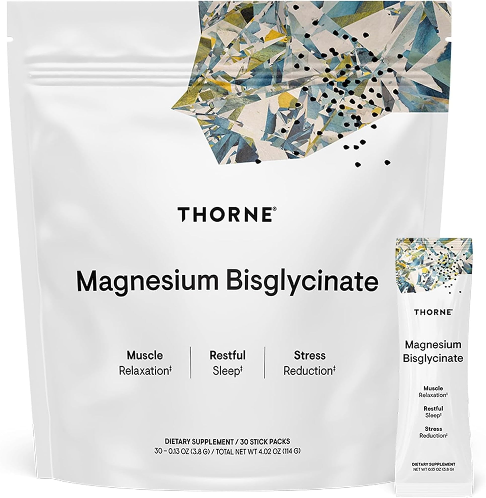 THORNE Magnesium Bisglycinate - Powdered Magnesium Formula - Supports Restful Sleep, Muscle Relaxation, Heart Health & Metabolism* - NSF Certified for Sport - Gluten, Dairy & Soy-Free - 30 Servings