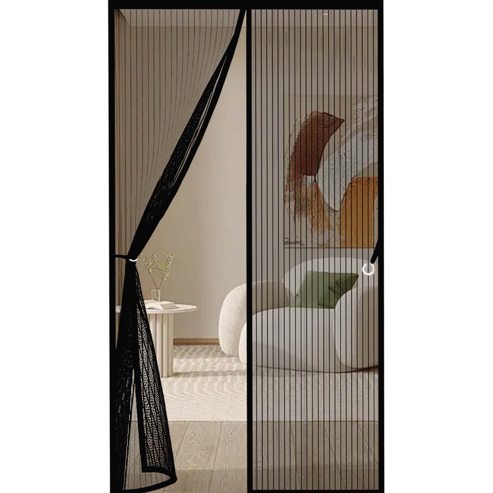Magnetic Screen Door 154 x 249 cm Durable, Keeps Bugs Out, Kid and Pet Friendly Fly Insect Screen Door Mesh Curtain Lets Fresh Air in, Hundreds of Sizes, Black