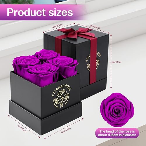Miniatura 2 de Rosas preservadas en caja de regalo, flores frescas, regalos de cumpleaños, día de la madre y día de San Valentín para mujeres, flores para entrega