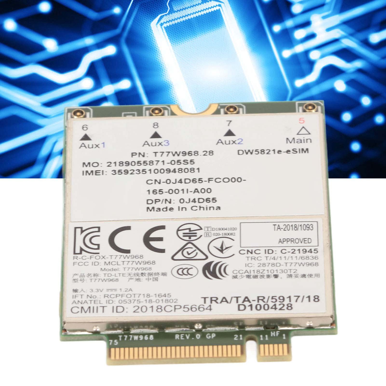 Yunseity Scheda Modulo 4G, Scheda di Rete 77W968 DW5821e CAT16 1GBPS, Supporto Supporto E Scheda di Rete ESIM per Laptop dell