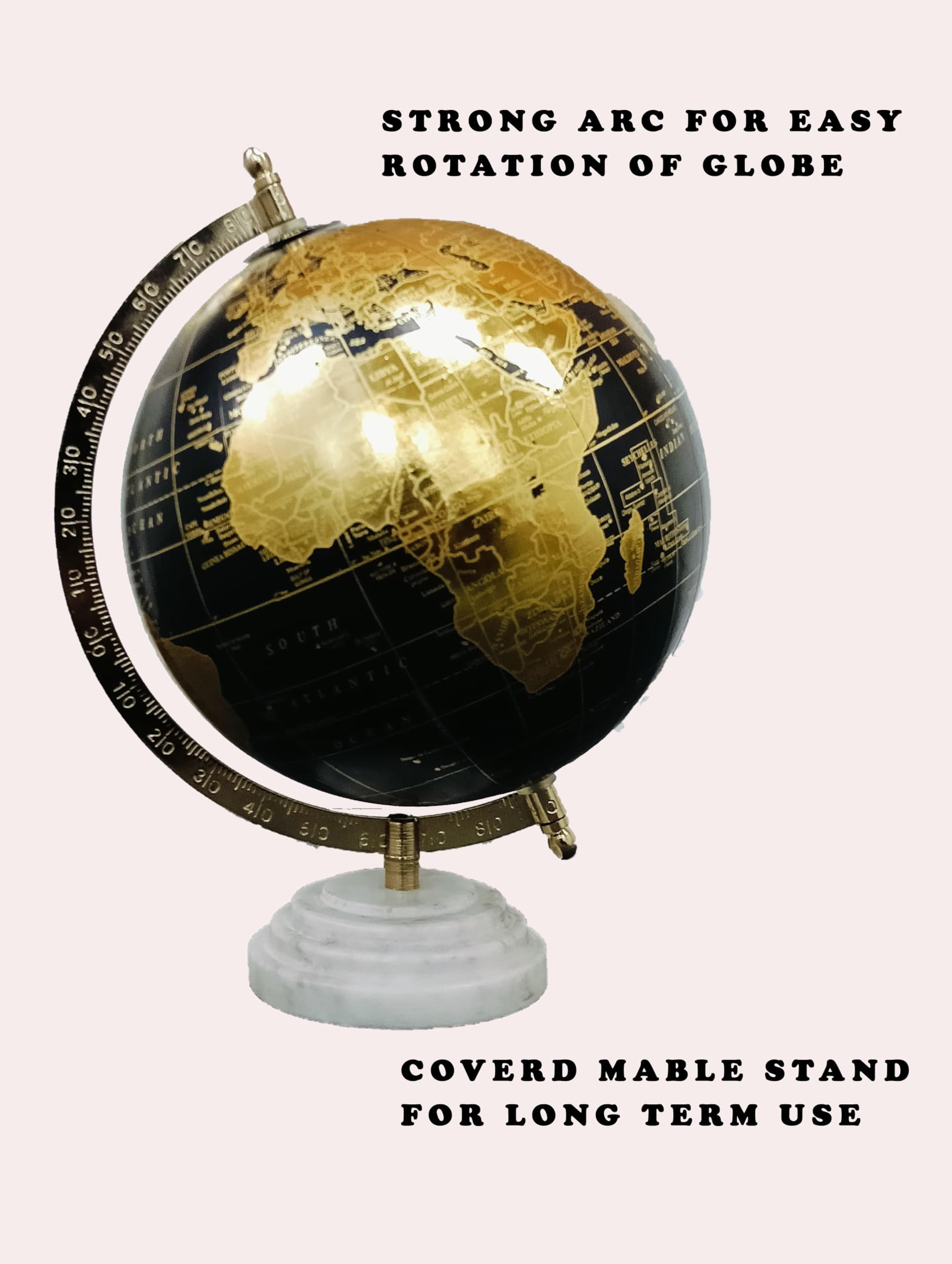 Cosmic Globe Exports Rotating World Globe 8 Inch with Metal Arc and Marble Stand for Home Décor, Office Decor and Decorations items,Study Table decor Items, Birthday, Party Gifts and Anniversary. 2
