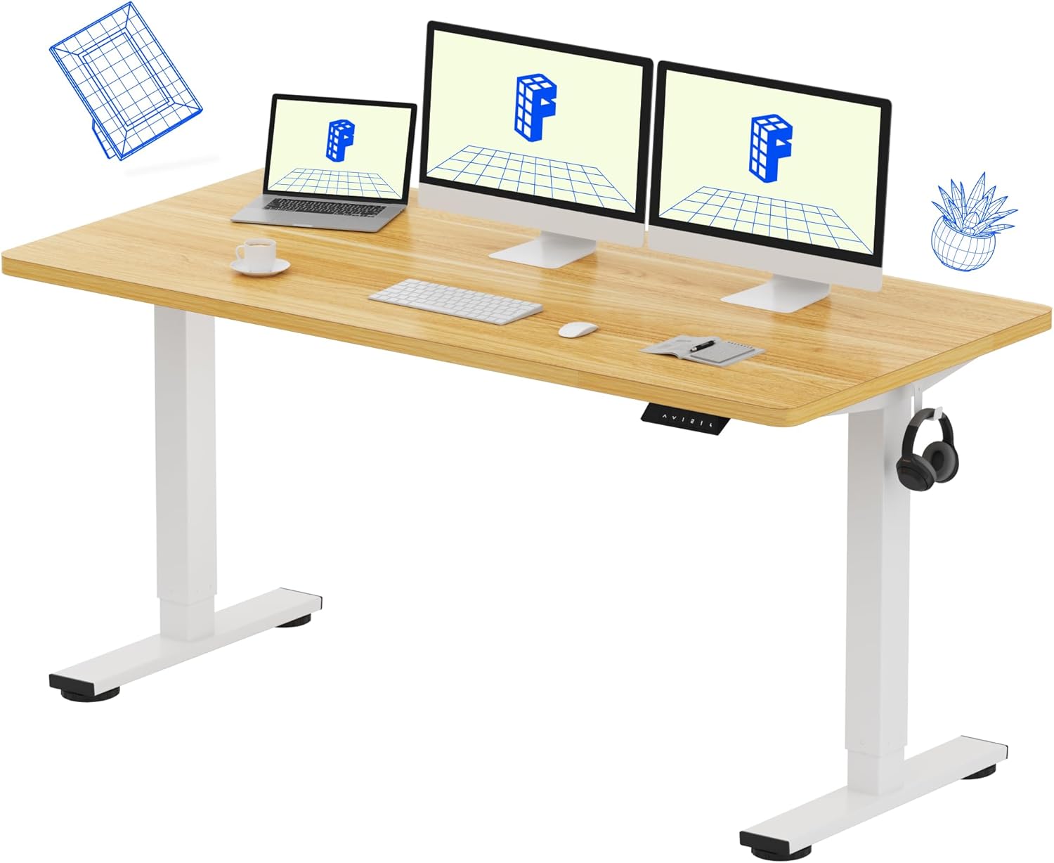 FLEXISPOT EN1 One Piece Standing Desk, 48 x 24 Inches Height Adjustable Desk Electric Stand up Desk Home Office Table for Computer Laptop (White Frame + Maple Desktop) FLEXISPOT EN1 One Piece Standing Desk, 48 x 24 Inches Height Adjustable Desk Electric Stand up Desk Home Office Table for Computer Laptop (White Frame + Maple Desktop)