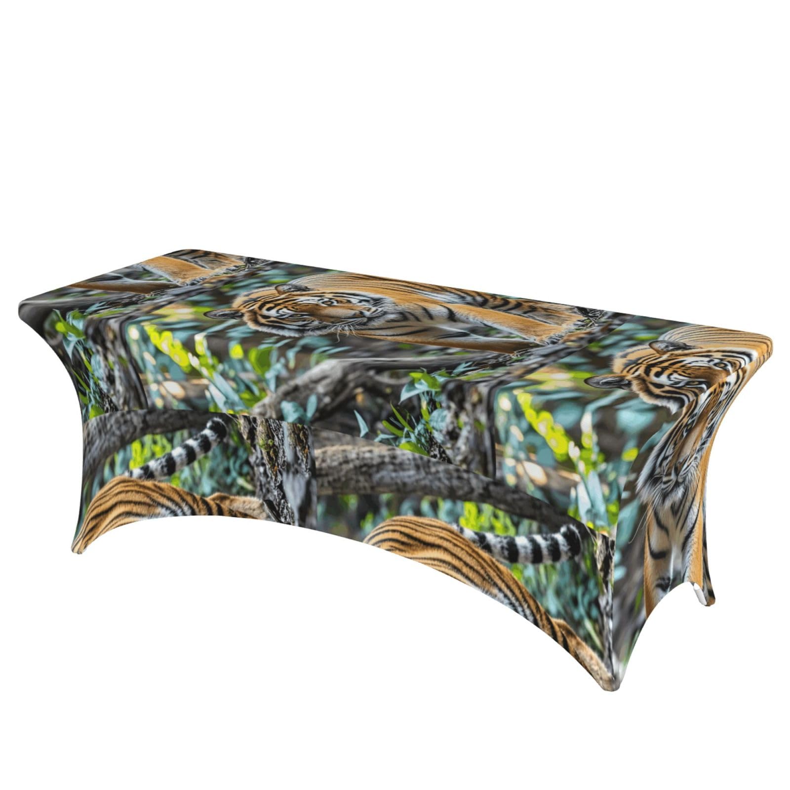 LMNGH Tiger Decorative Tablecloth Protector for Wedding, Banquet & Parties6FT Spandex Rectangle Tablecloths, Stretch Washable Table Cloth Wrinkle Free Patio Table Cover