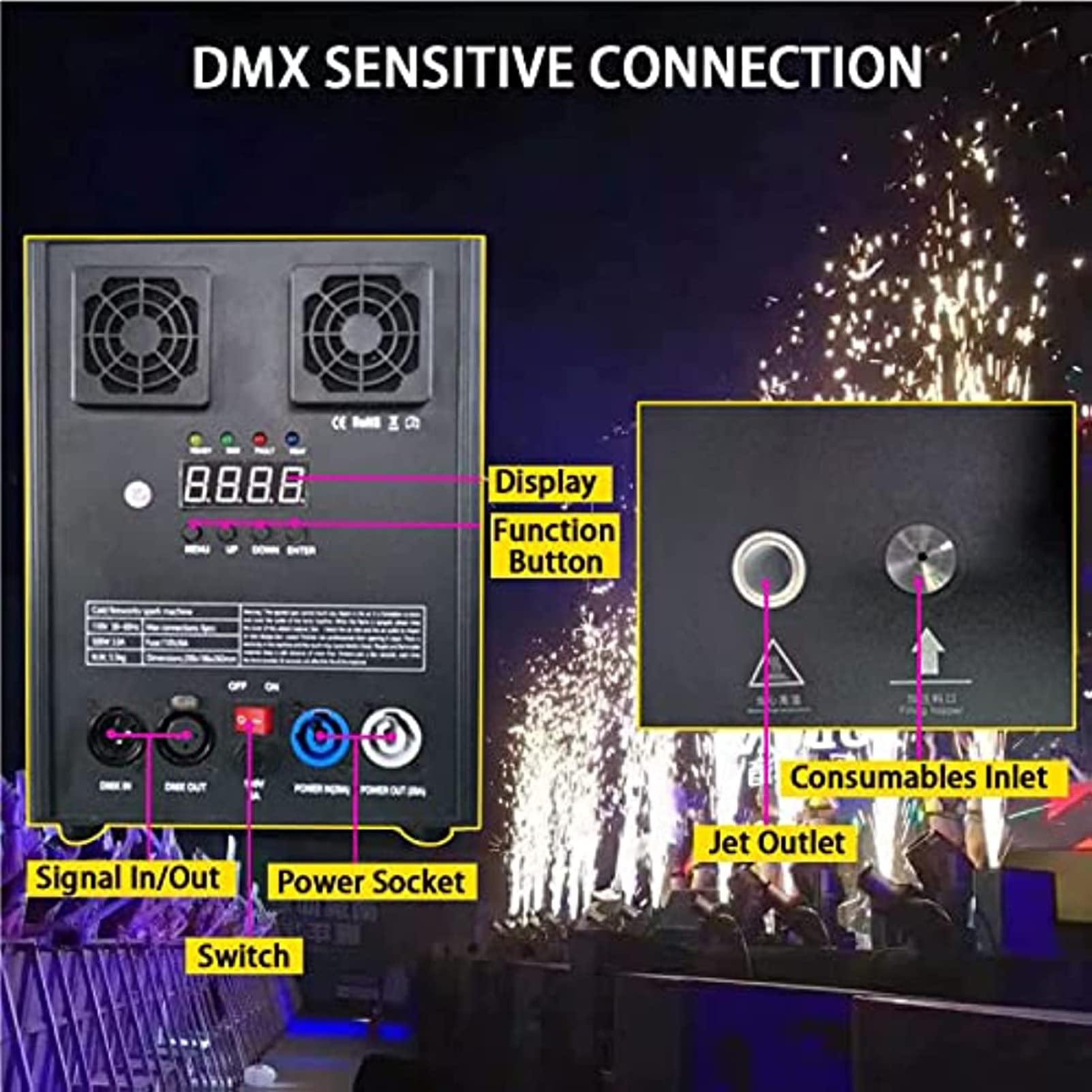 Macchina per Effetti Speciali Attrezzatura da Palco, 700W Smart DMX Telecomando Attrezzatura per Eventi Effetto Palcoscenico da Matrimonio, per Matrimonio, Spettacolo Musicale, DJ