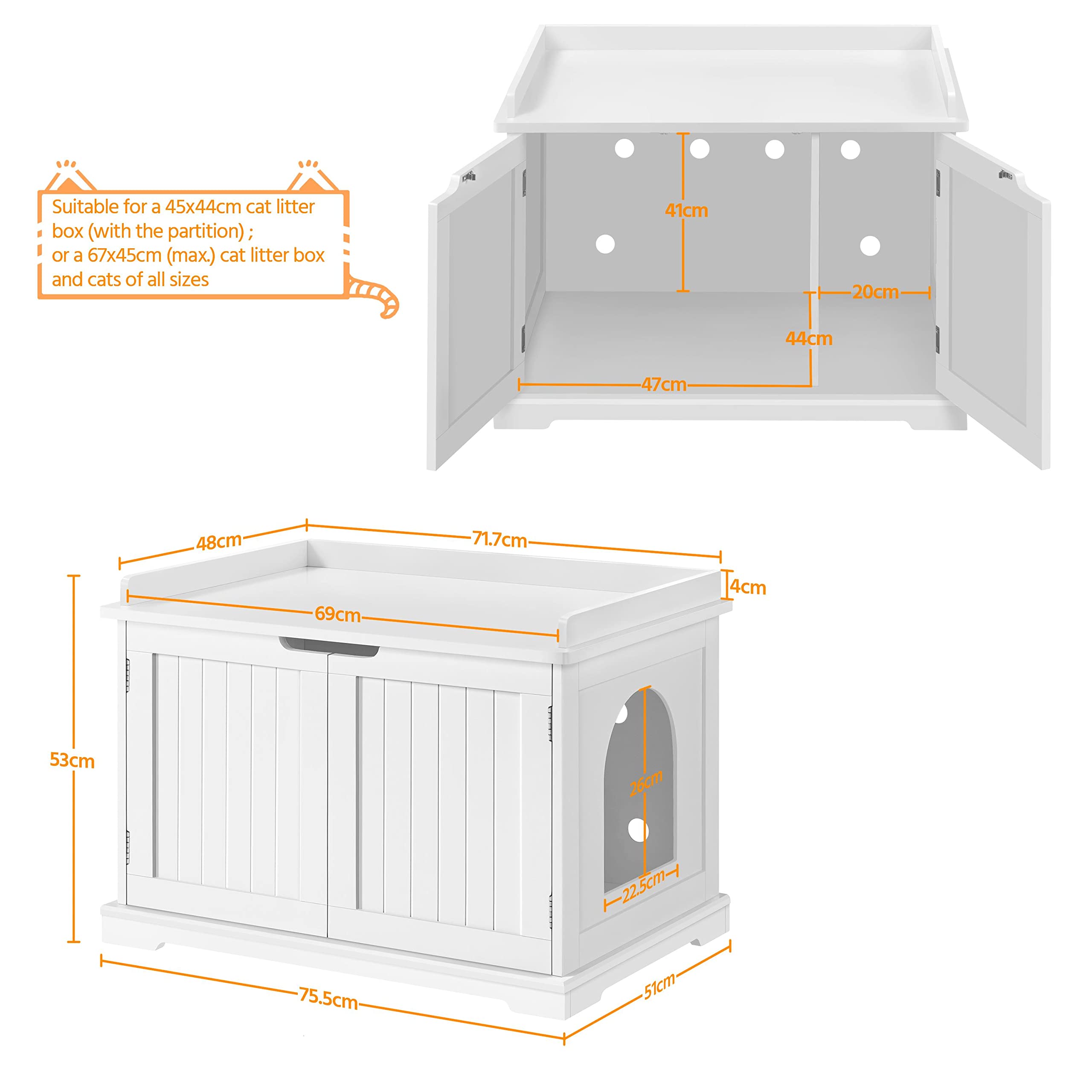 Yaheetech Wooden Cat Litter Box Enclosure, Indoor Hidden Litter Box