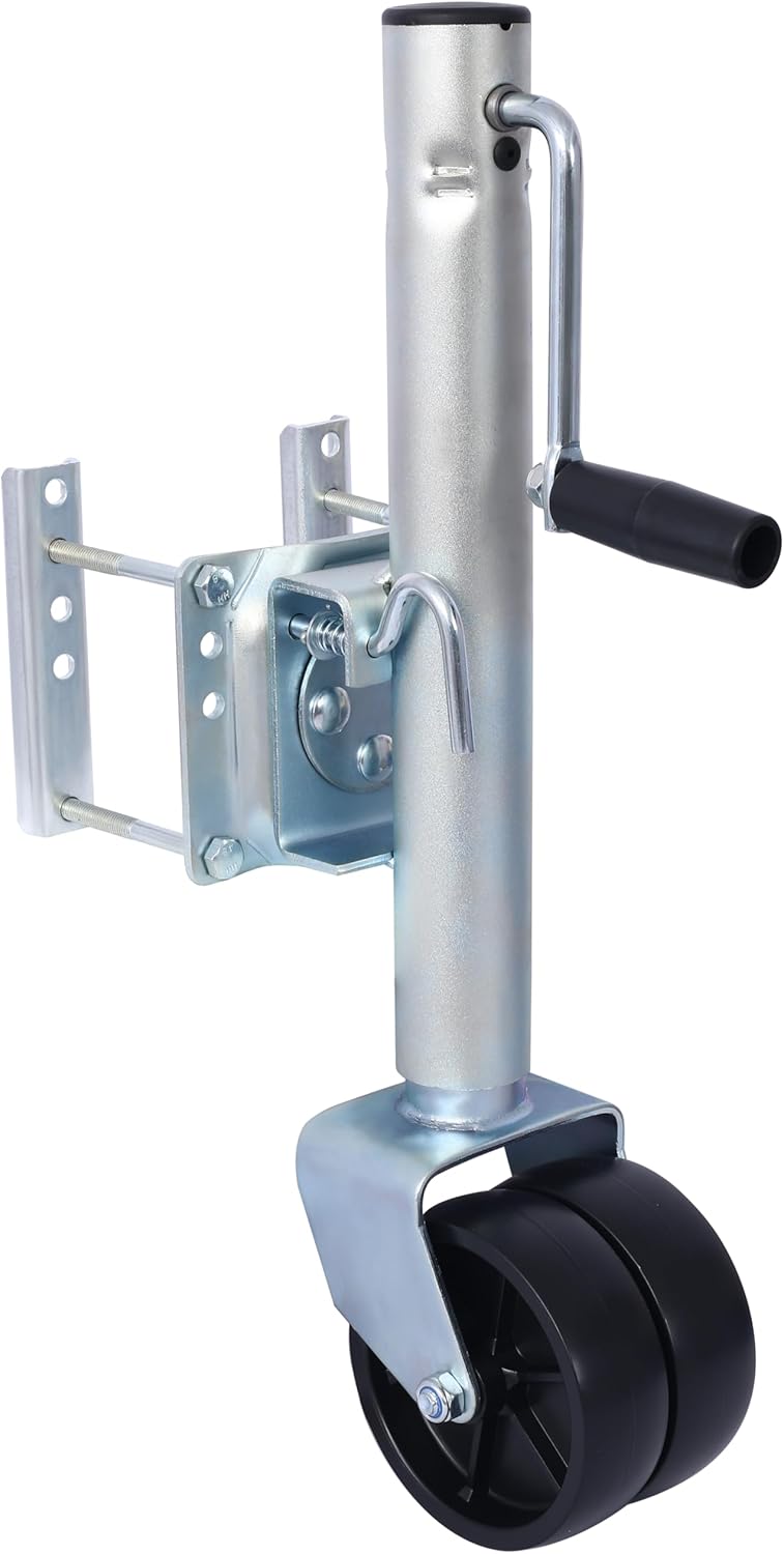 1500lbs Trailer Jack with Double Wheel, Adjustable 12" Lift Travel, Boat on for Boat Rv Utility, Swivel Tongue Towing Dual Wheel