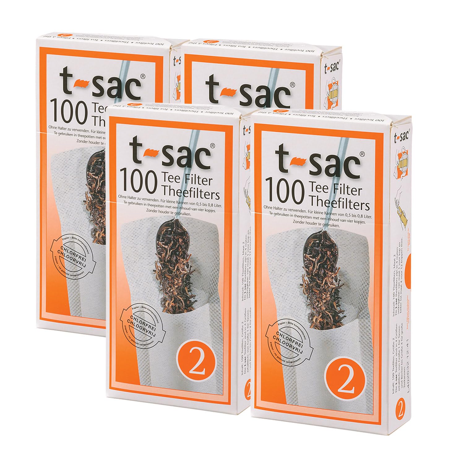 T-Sac Tea Filter Bags, Disposable Tea Infuser, Number 2-Size, 2 to 4-Cup Capacity, Set of 400