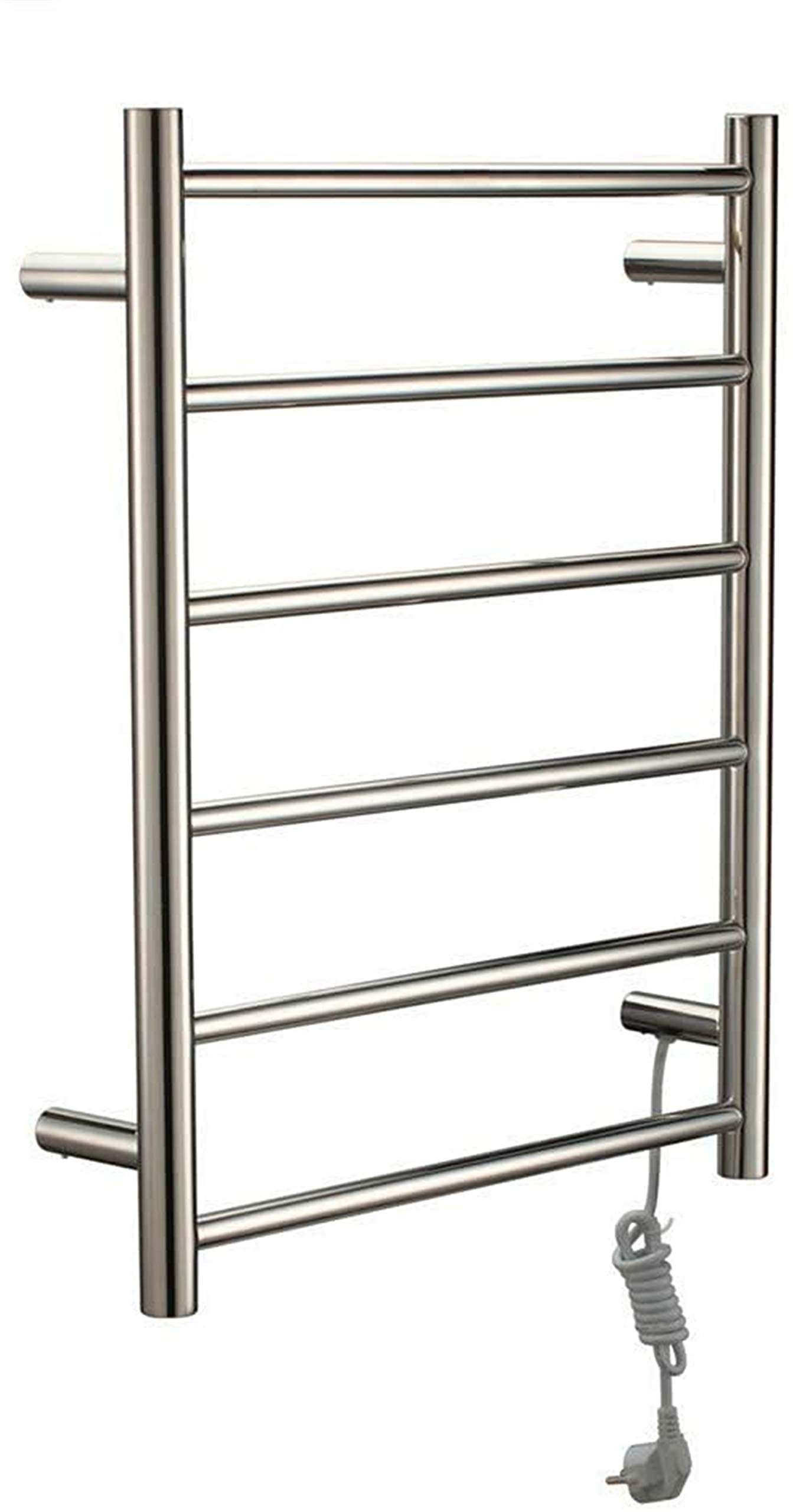 Calentador de Toallas de Pared para baño, toallero calefactado, radiador de baño de Pared con 6 Varillas de calefacción, toallero eléctrico de Acero Inoxidable 304 (Exposed Wiring)