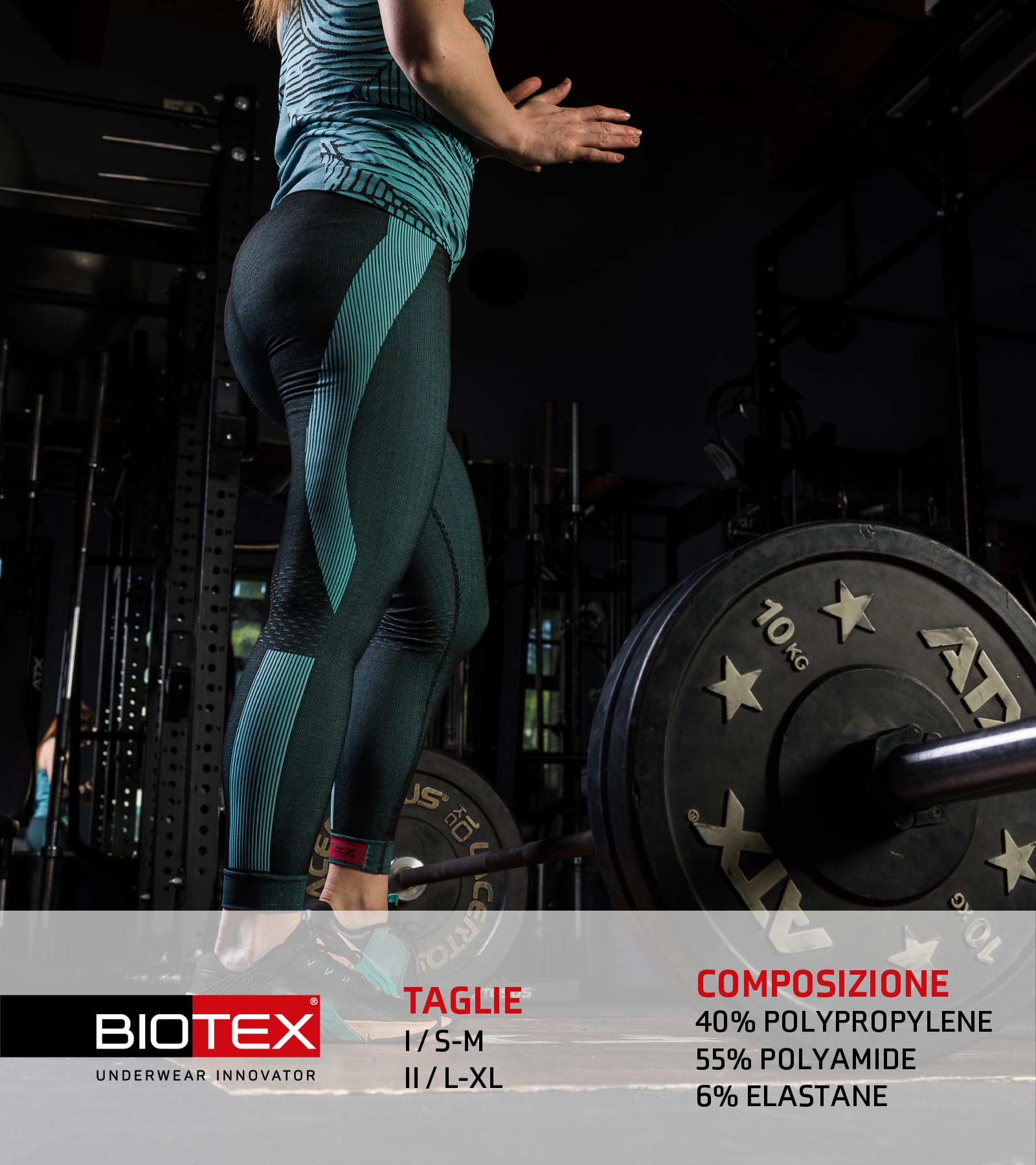 BIOTEX Leggins Panty Sprint con Supporto Area Addominale da Donna per Fitness, Yoga e Pilates, Intimo Tecnico Sportivo