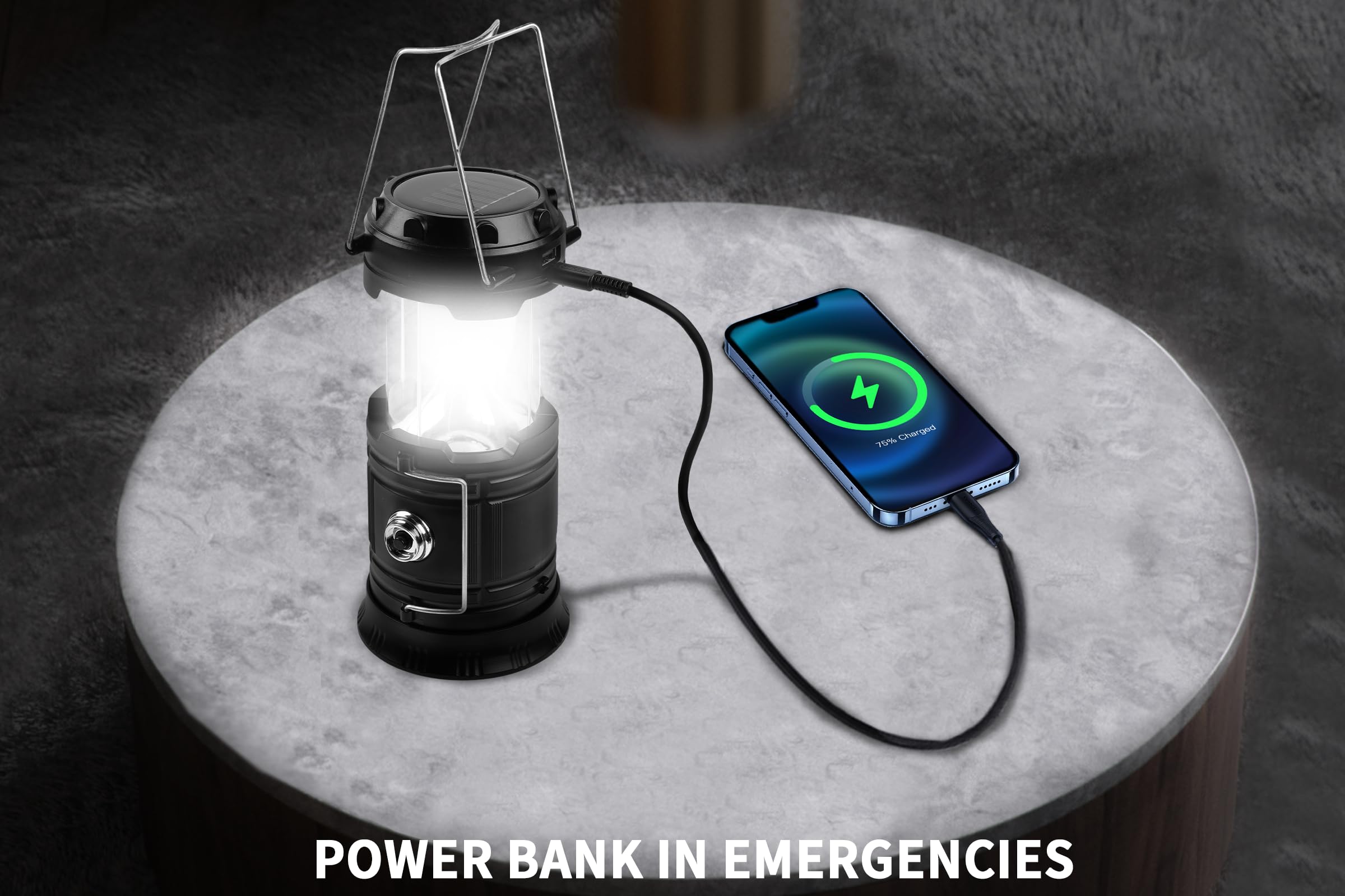 KunHe Confezione da 12 lanterne da campeggio a LED pieghevoli portatili da 1800 mAh, leggere, impermeabili, ricaricabili tramite USB, kit per torcia elettrica per interni ed esterni, luce di emergenza