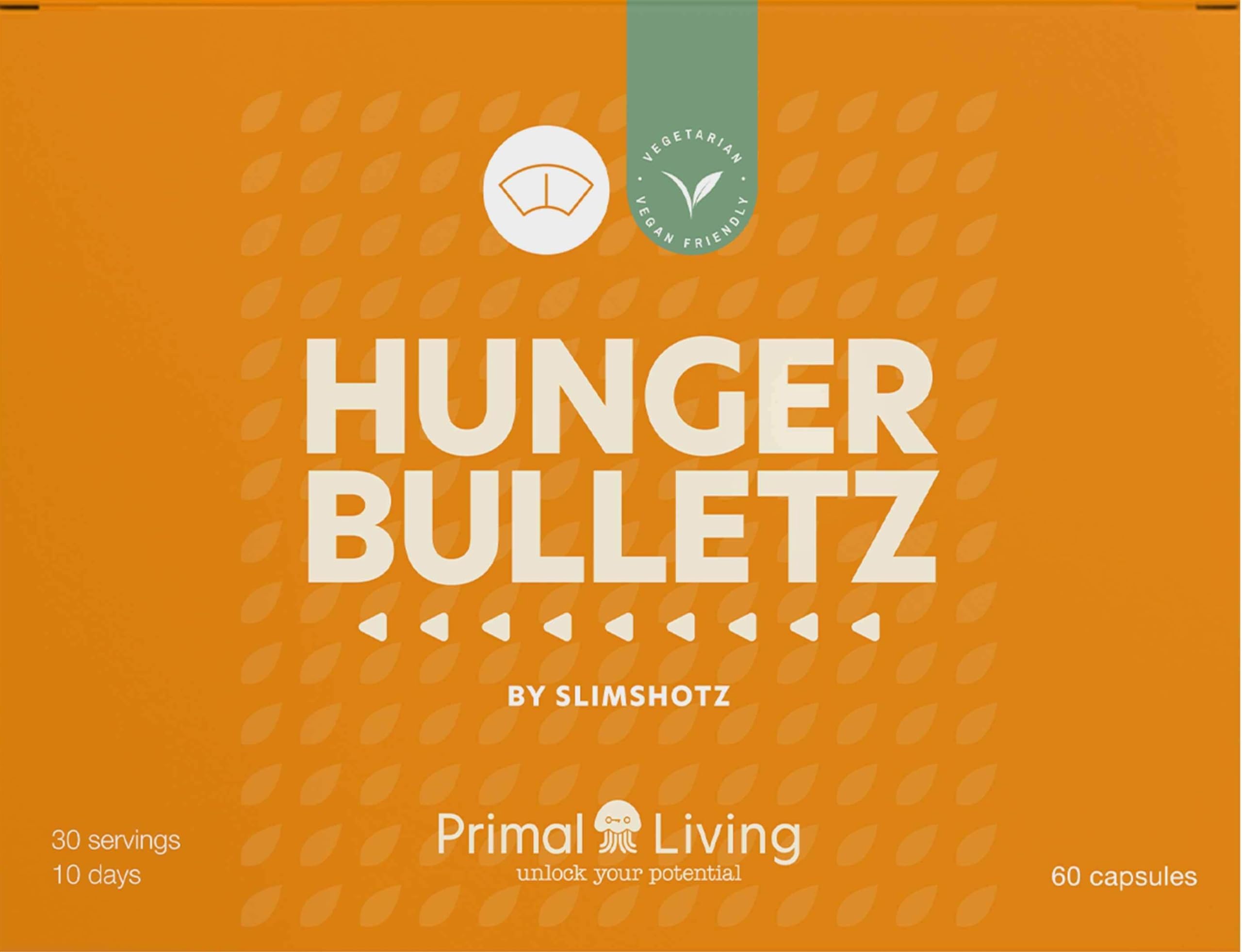 Hunger Bulletz - Weight Loss Capsules with Glucomannan by Primal Living, 60 Vegan Capsules - 30 Servings Over 10 Day Course - Appetite Control, Metabolism & Gut Health