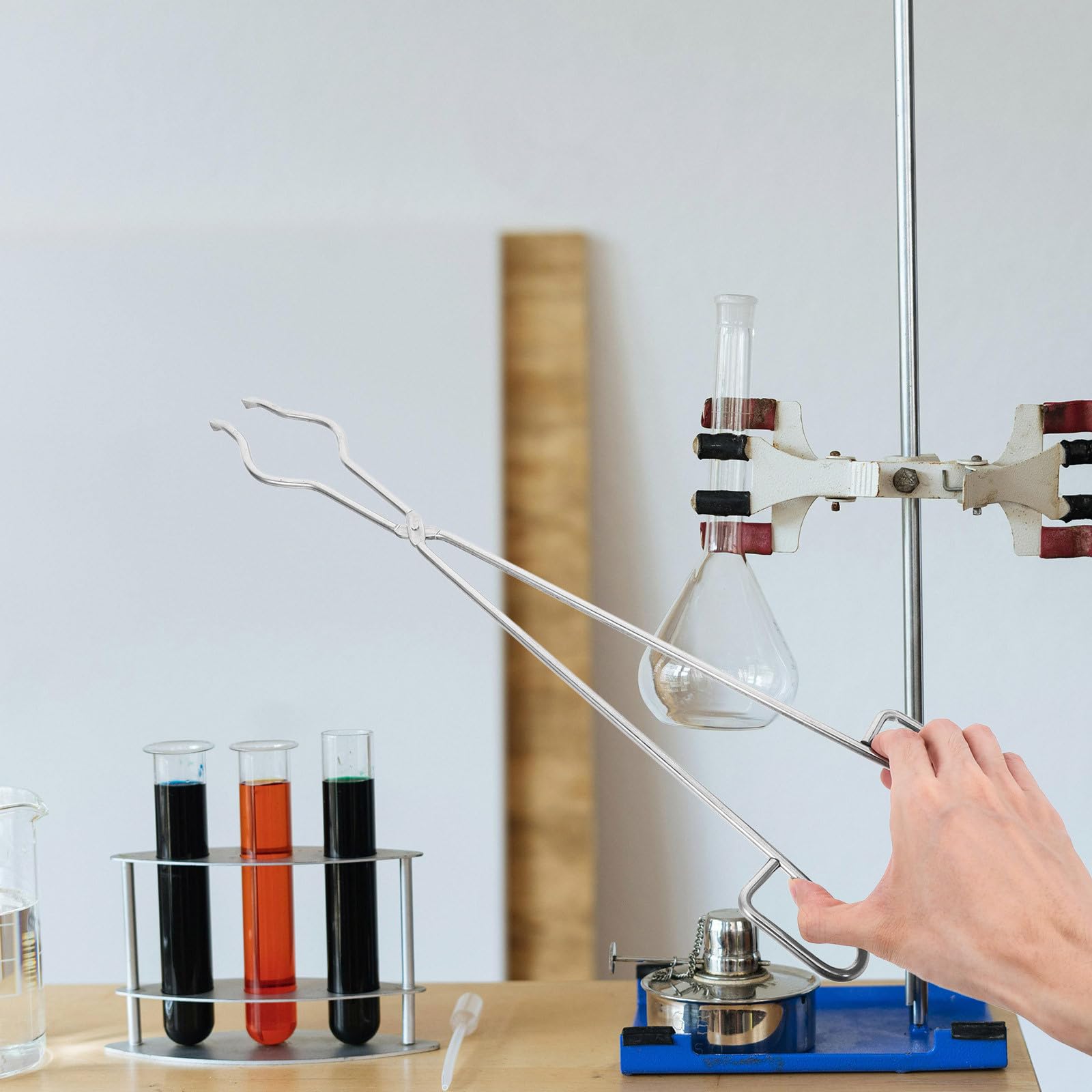 SMASOLO Pinza per Crogioli in Acciaio Inossidabile 50 CM a Mezza Bocca, Strumento di Fusione Metalli per Uso Professionale in Laboratorio di Biochimica