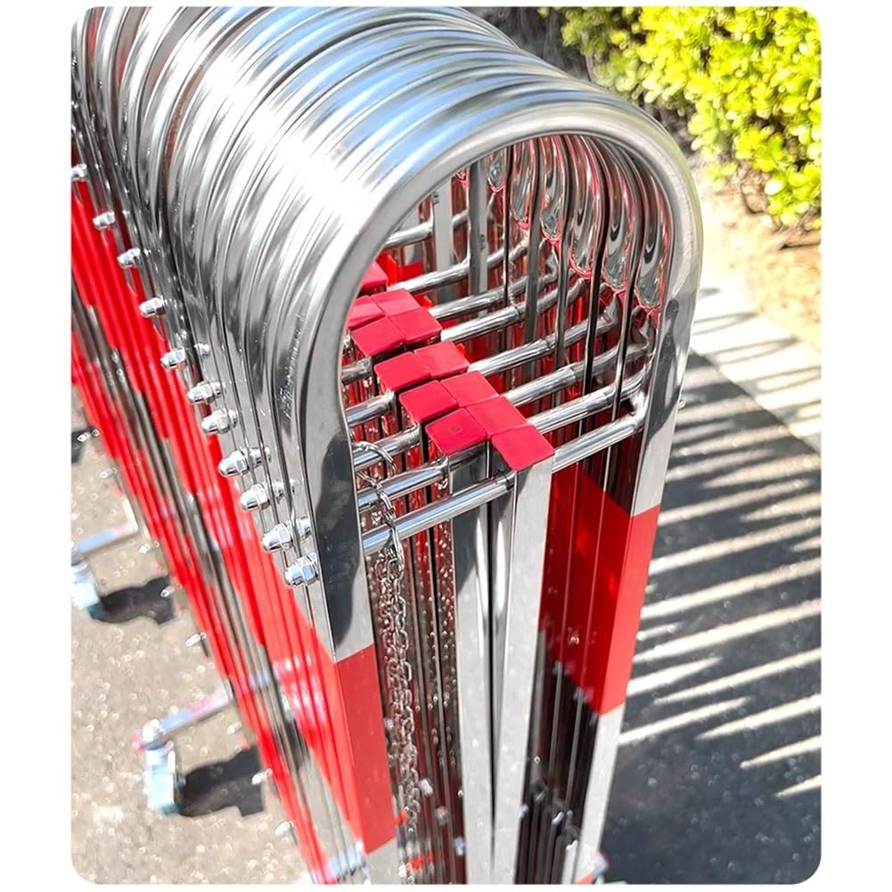 Erweiterbare Metallbarrikade, flexibles mobiles Tor für Sicherheitsbarriere, verstellbarer temporärer Zaun für den Einsatz in Parks, Garagen, Krankenhäusern (1,6 x 8 m)