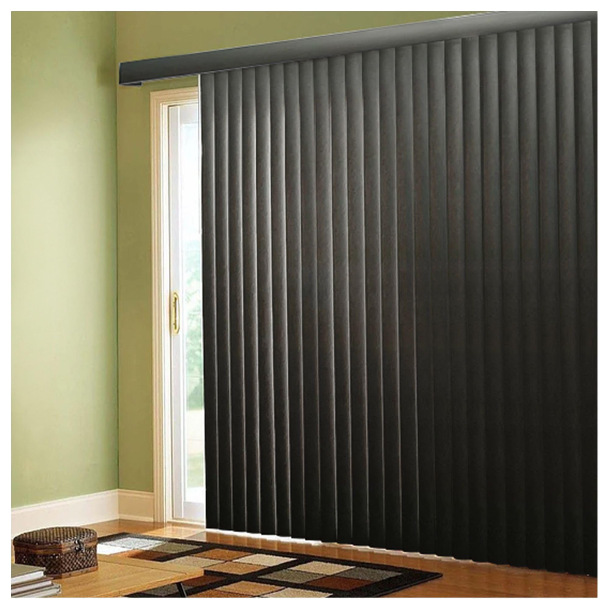 BlindDen - Vinyl Vertical Window Blinds for Home - Vertical Blinds for Sliding Glass Doors - Black Frost, 80