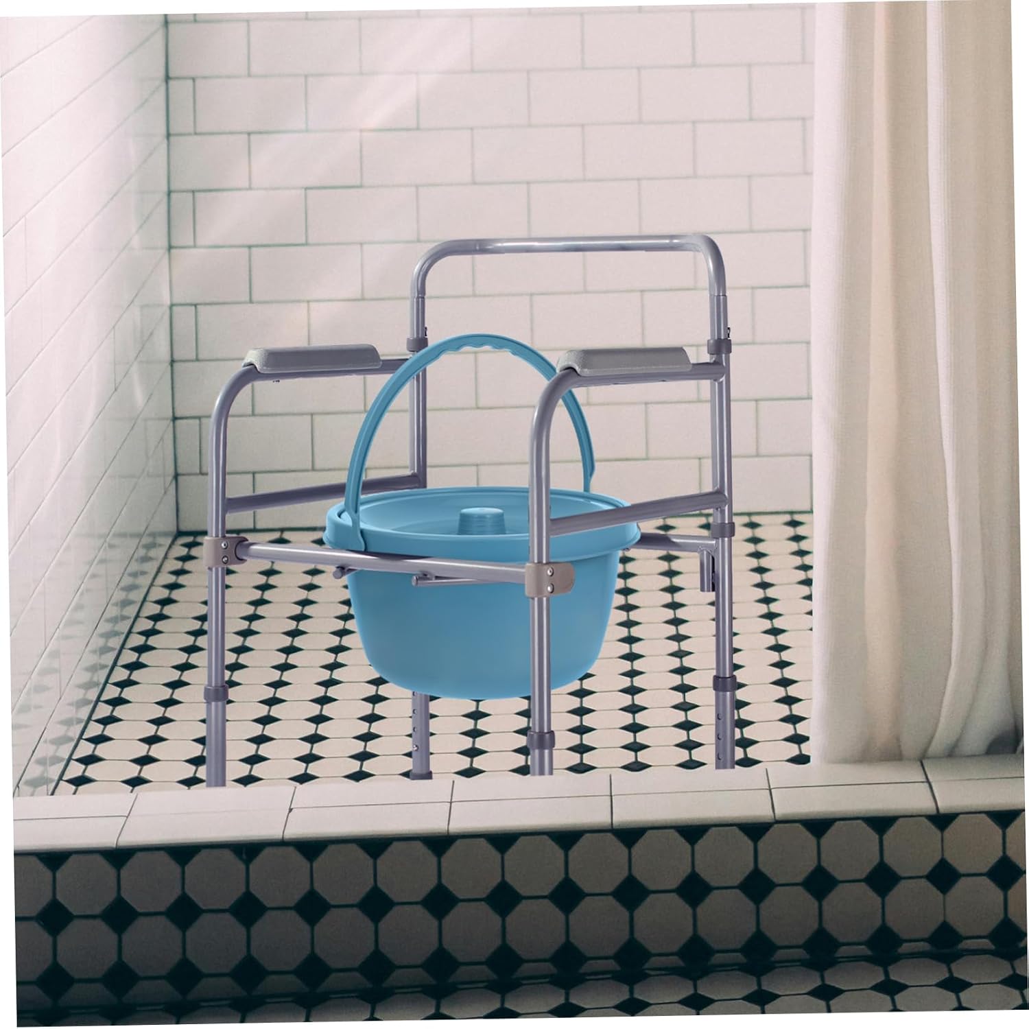 Portable Bedside Commode Bucket with Nonslip Base Emergency Urine Pot for Elderly Unisex Design with Wide Opening and Comfort Padding for Home and Travel Use