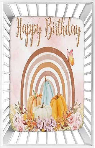 Sábana decorativa para cuna, de microfibra bohemia, suave y sedosa, para colchón de niños pequeños, 28 x 52 x 9 pulgadas, otoño, calabaza, bohemio,