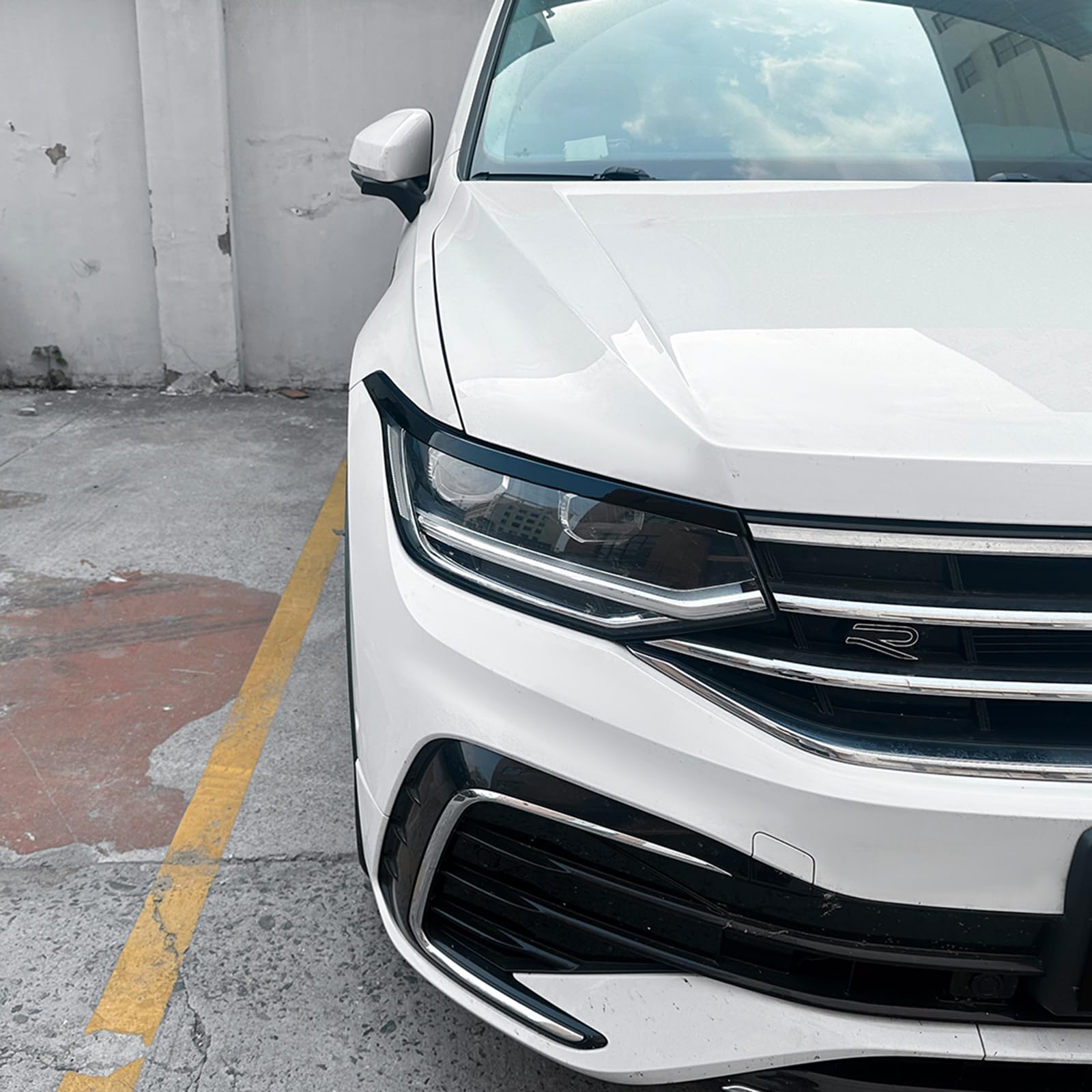 Frontscheinwerfer Augenbrauen Zierleisten Augenlider Dekor für VW Tiguan MK2.5 2021-2023 Schwarz