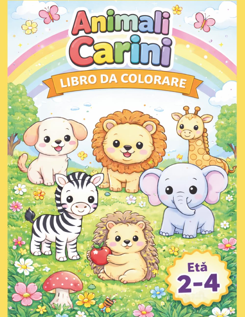 Libro da Colorare Animali per Bambini 2-4 Anni: 25 Disegni Facili e Carini | Attività Creative per Bambini e Bambine