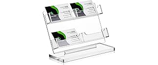 Dunzoom Business Card Holder for Desk 4 Slots Clear Gift Card Display Acrylic Business Holder Display Stand Multiple Organizer for Office Meeting Exhibition Home