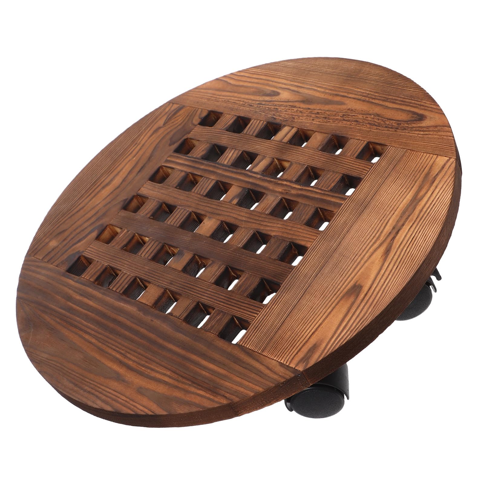GALPADA Support à Plantes à Roulettes Base Circulaire 40 CM et Chariot en Bois pour Pots Ronds pour Intérieur et Extérieur