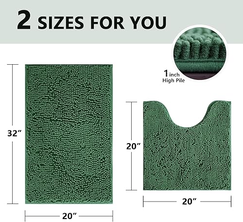 Miniatura 3 de BOANKODU Juego de 2 alfombras de baño absorbentes para baño, felpilla muy suave, antideslizante, 32 x 20 + 20 x 20 pulgadas, alfombra de baño en