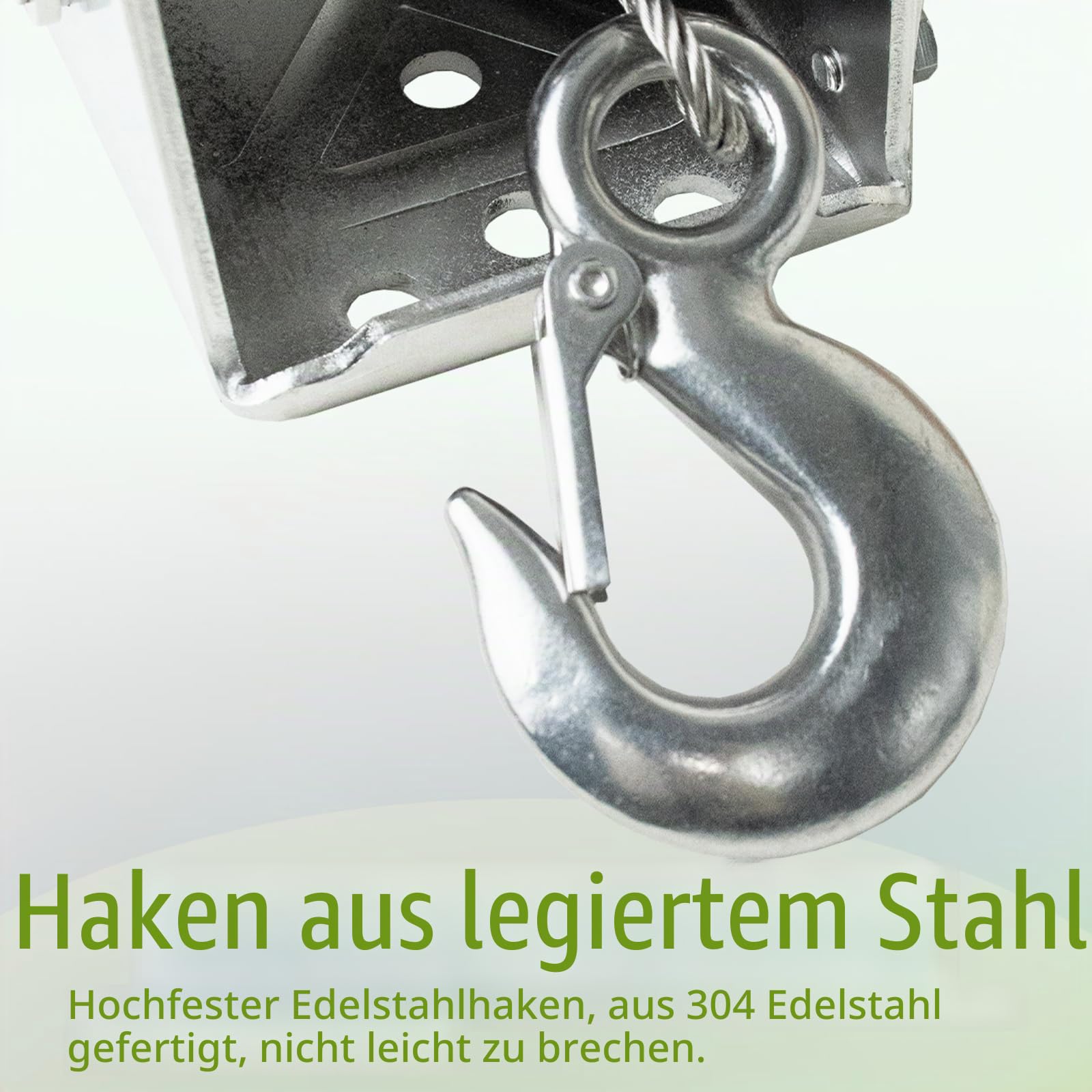 Edelstahl Handseilwinde mit Bremse(1200lbs,10m) | 1200lbs Anhänger Seilwinde Hand Klein mit 10m Drahtseil, Manuell Seilwinde Handwinde Heben Senken mit Selbstsichernden Haken