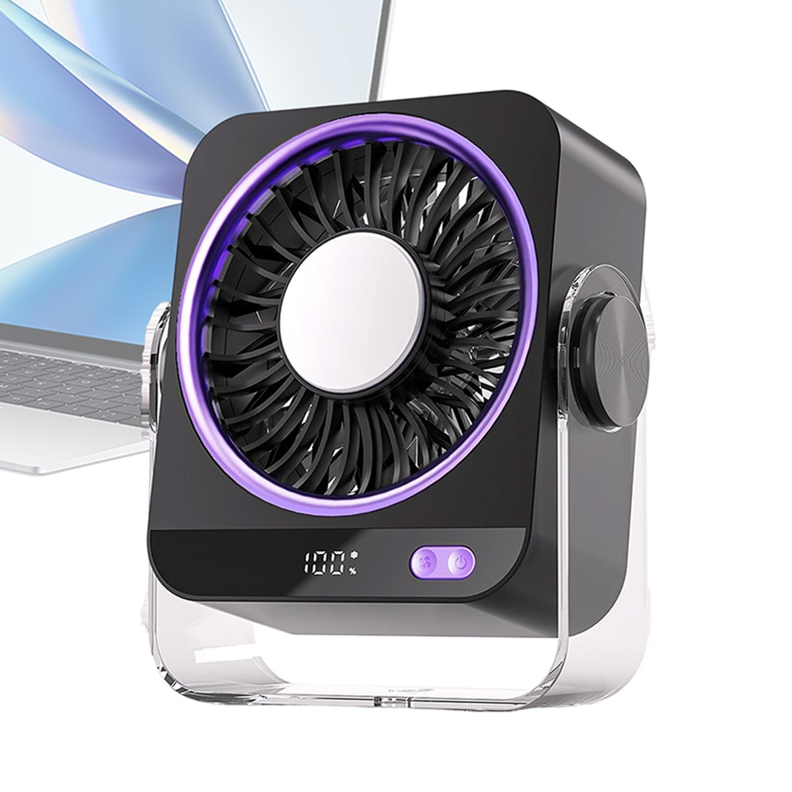 Ventilateur de bureau USB silencieux avec 5 vitesses réglables et tête rotative