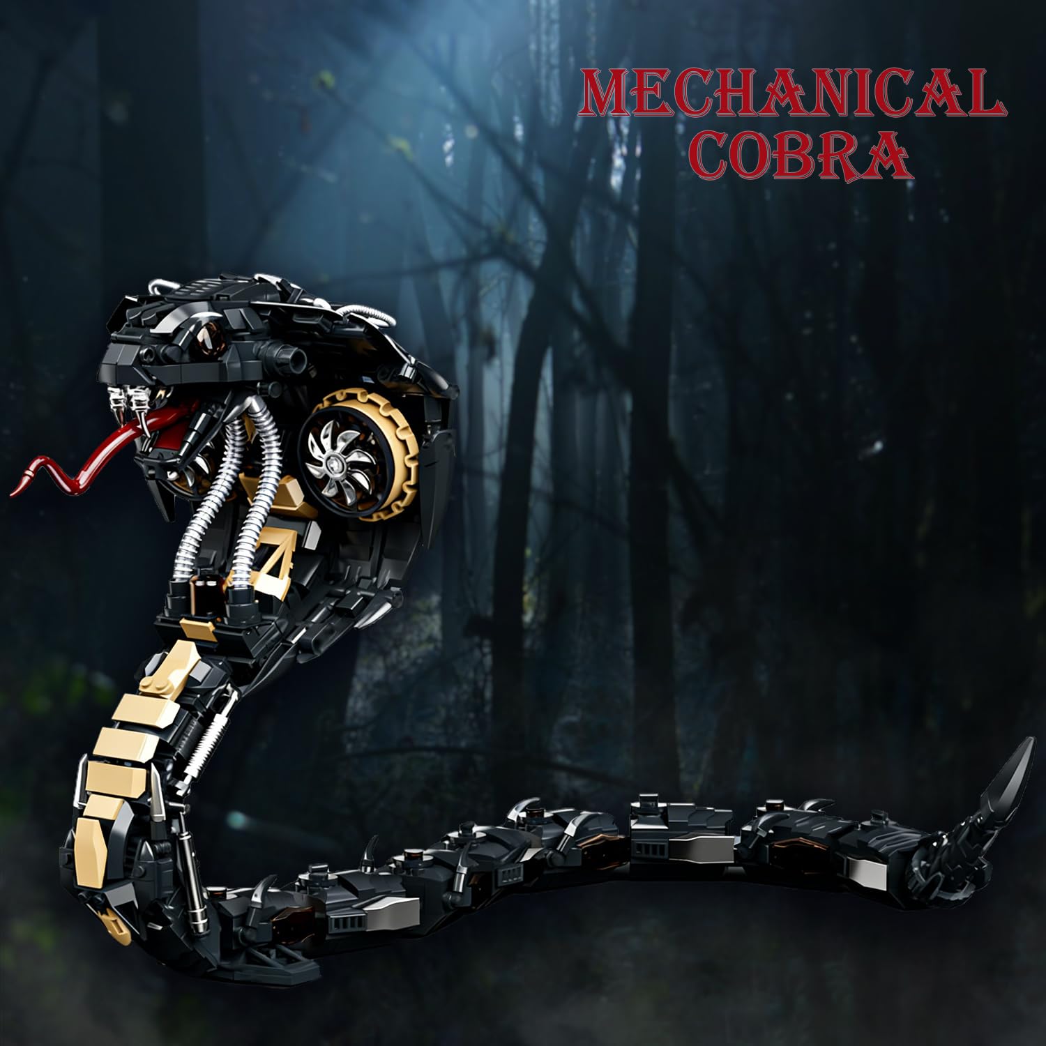 Kit de Blocs de Construction Mécaniques Serpent, 1036 Pièces Kit de Modèle Cobra Steampunk Animaux pour Décoration, Ensemble de Construction MOC Serpent Cadeaux de Festival Créatifs