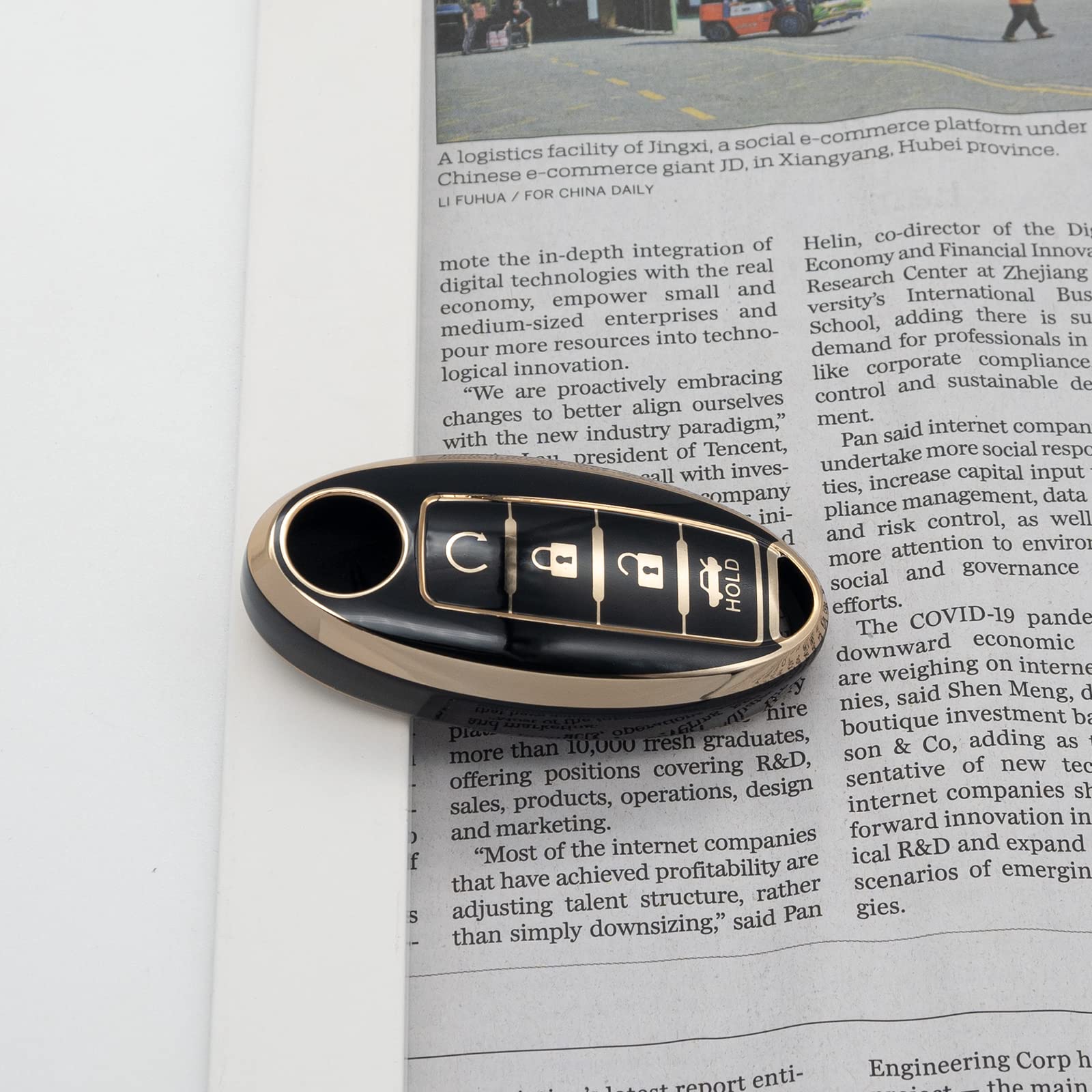 SK CUSTOM Black TPU Gold Edge Smart Key Fob Case Protective Cover Compatible with INFINITI EX FX X G JX M Q QX SERIES for NISSAN ALTIMA COUPE ARMADA GT-R MAXIMA MURANO CROSS CABRIOLET PATHFINDER ROGUE