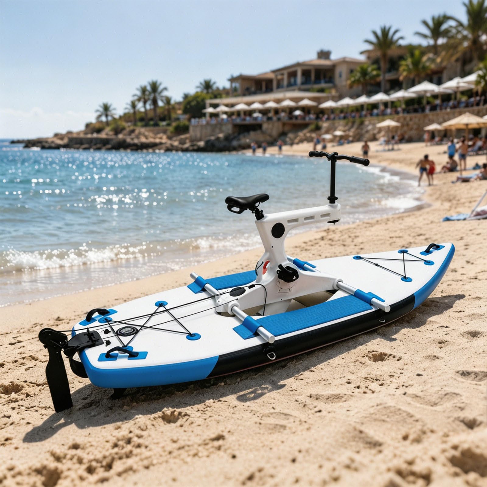 SICWEDIM Water Pedal Boat, Mobile Water Bike, Water Entertainment Equipment Banana Boat, Includes Bike System & Manual Air Pump, Inflatable Pontoon Water Bicycle For Lakes & Beaches (Blue)