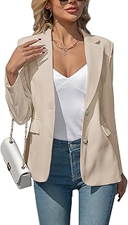 Yxbsalal Women's Blazers Business Casual Padded Shoulder Blazer - Long Sleeve Slim Fit Work Office Suit Jackets with Pockets
