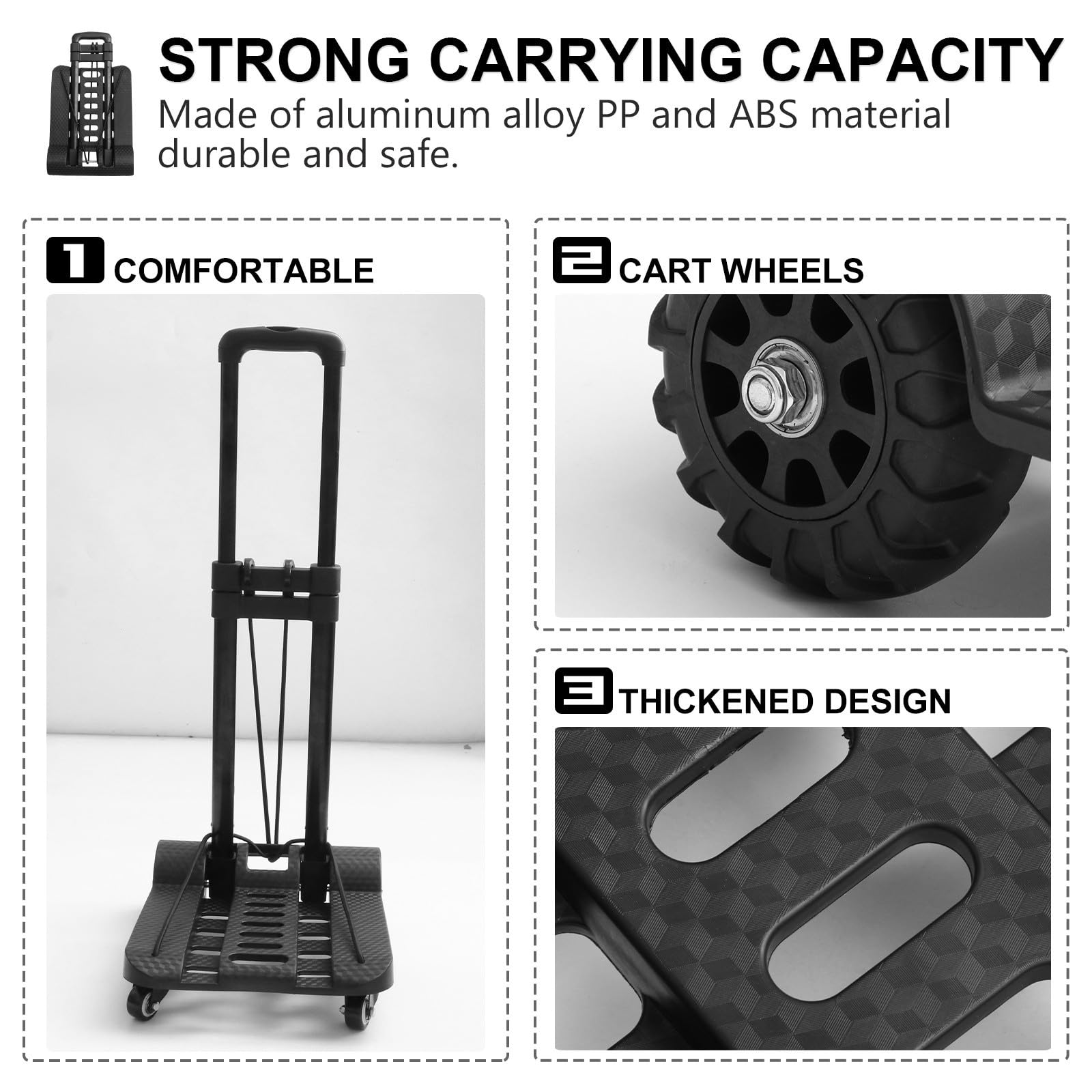 Carrito Plegable Pequeño de Aleación de Aluminio para Equipaje y Compras